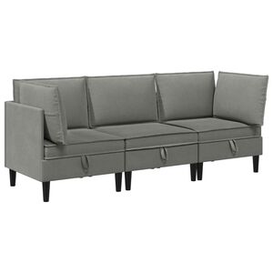 vidaXL Juego de muebles de sal&oacute;n 3 uds. Gris oscuro Tela