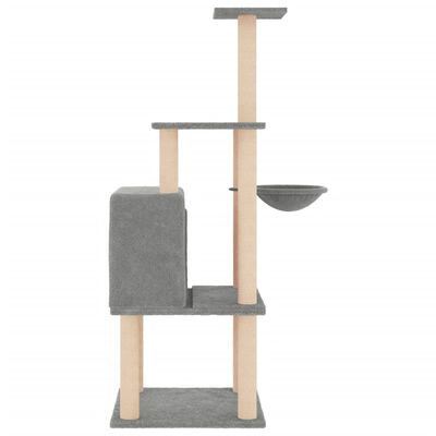vidaXL Rascador para gatos con postes de sisal gris claro 132 cm