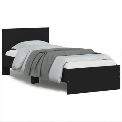 vidaXL Estructura cama con cabecero madera ingeniería negra 75x190 cm