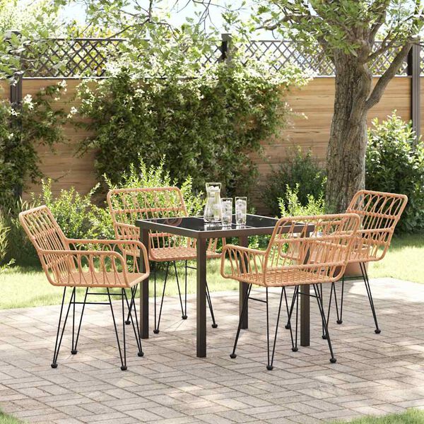 vidaXL Conjunto de Comedor de Jard&iacute;n 5 pcs Marr&oacute;n