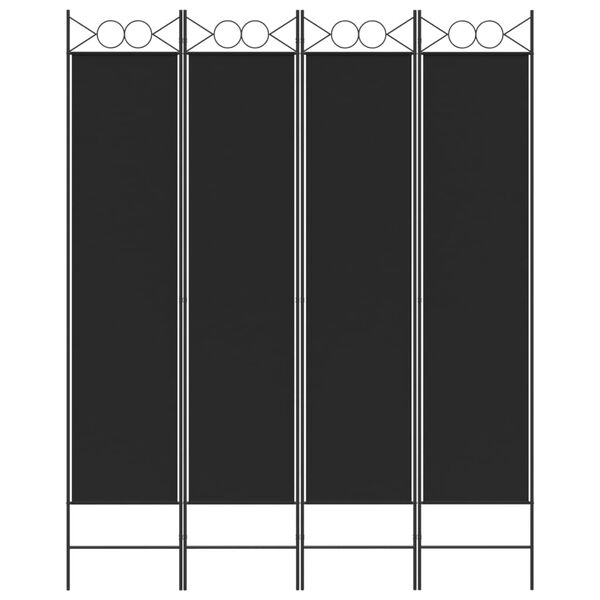 vidaXL Biombo divisor de 4 paneles de tela negro 160x200 cm