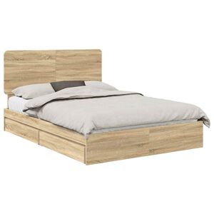 vidaXL Cama con almacenamiento con cabecera Roble Sonoma 150 x 200 cm