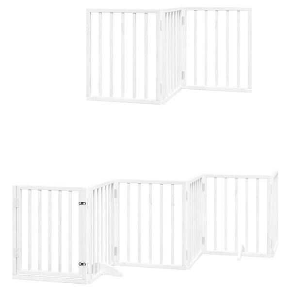 vidaXL Puerta de perros plegable 15 paneles madera &aacute;lamo blanca 750 cm