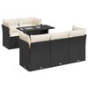 vidaXL Set de sof&aacute;s de jard&iacute;n 6 piezas y cojines rat&aacute;n sint&eacute;tico negro