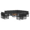 vidaXL Conjunto de sof&aacute;s de exterior 14 pcs Negro y Gris oscuro