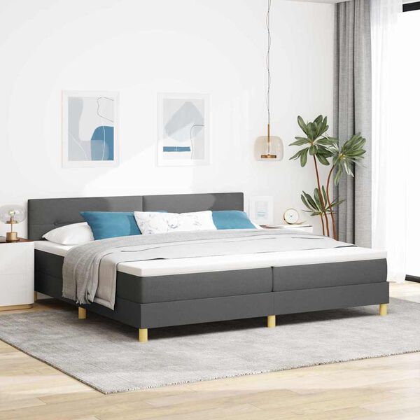 vidaXL Cama tipo Box Spring con colch&oacute;n Gris oscuro 200 x 200 cm tela