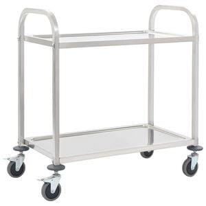 vidaXL Carrito de cocina de 2 alturas acero inoxidable 96,5x55x90 cm