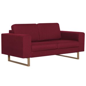 vidaXL Sof&aacute; de 2 plazas de tela color vino tinto