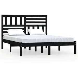 vidaXL Estructura de cama de madera maciza de pino negra 140x190 cm