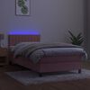 vidaXL Cama box spring colch&oacute;n y LED terciopelo rosa 80x200 cm