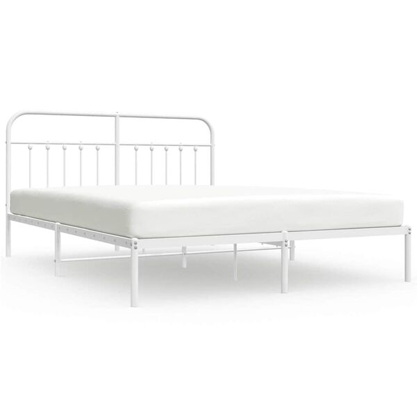 vidaXL Estructura cama sin colchón con cabecero metal blanco 183x213cm