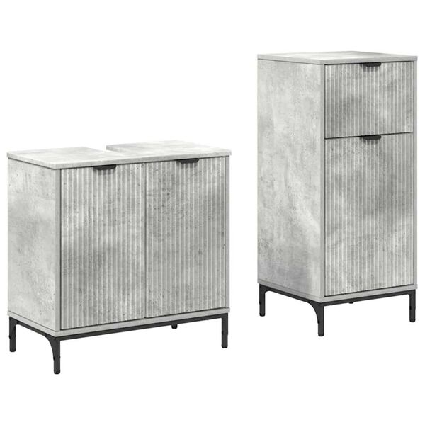 vidaXL Juego de muebles de baño 2 pcs Gris hormigón 39.5 x 36 x 88 cm