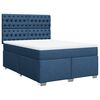 vidaXL Cama box spring con colch&oacute;n tela azul 160x200 cm
