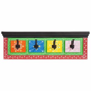 vidaXL Perchero Negro 80 x 25 x 2 cm Madera de mango maciza
