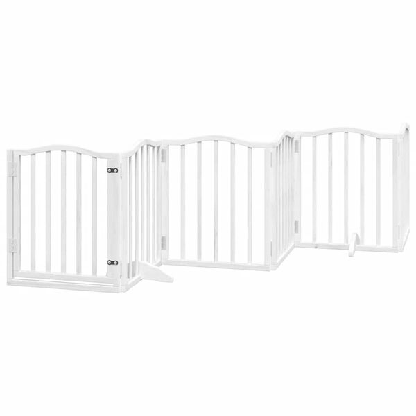 vidaXL Puerta para perros plegable 9 paneles madera &aacute;lamo blanca 450cm