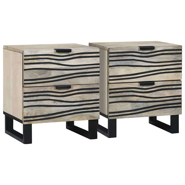 vidaXL Armario de Noche con caj&oacute;n 2 pcs y Negro 40 x 33 x 46 cm