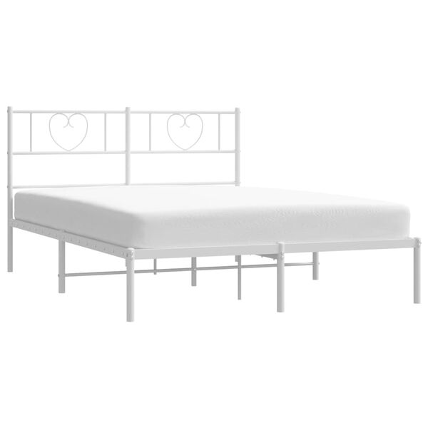 vidaXL Estructura cama sin colch&oacute;n con cabecero metal blanco 140x190cm