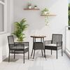 vidaXL Conjunto de Comedor de Jardín 3 pcs Negro ratán sintético