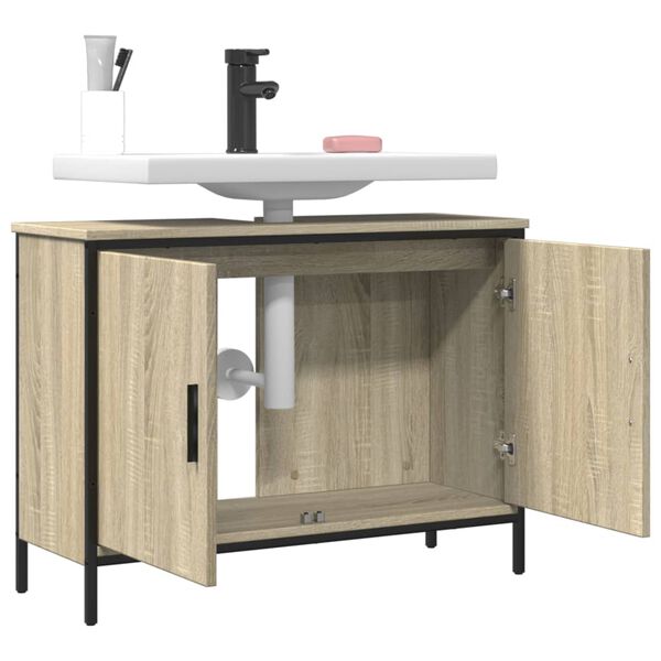 vidaXL Armario lavabo ba&ntilde;o madera ingenier&iacute;a roble Sonoma 80x30x60 cm