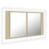 vidaXL Armario espejo de ba&ntilde;o LED acr&iacute;lico roble Sonoma 80x12x45 cm