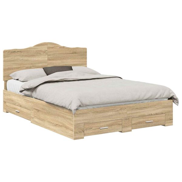vidaXL Estructura de cama con cabecera Roble Sonoma 140 x 200 cm