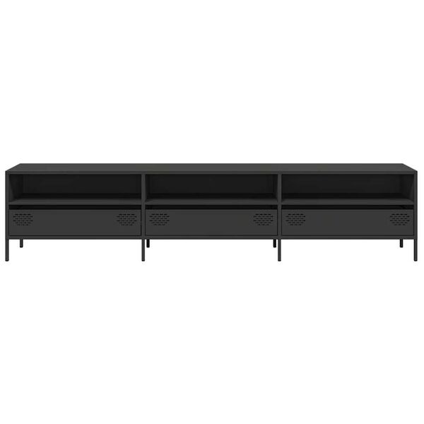 vidaXL Mueble para TV acero laminado en fr&iacute;o negro 202x39x43,5 cm