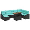 vidaXL Conjunto de sof&aacute;s de jard&iacute;n 9 uds. Negro y Verde Azulado