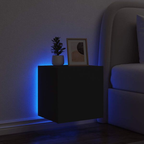vidaXL Mueble de TV de pared con luces LED negro 40,5x35x40 cm