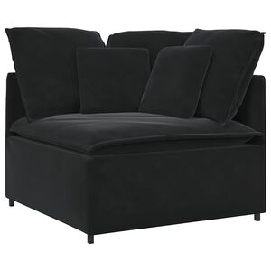 vidaXL M&oacute;dulo esquinero de sof&aacute; modular con cojines, color negro, 100 cm
