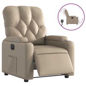 vidaXL Sill&oacute;n reclinable el&eacute;ctrico de cuero sint&eacute;tico color capuchino