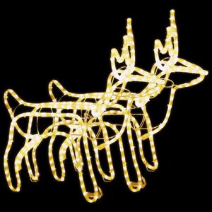 vidaXL Figura de reno Navidad 2 unidades blanco c&aacute;lido 60x30x60 cm