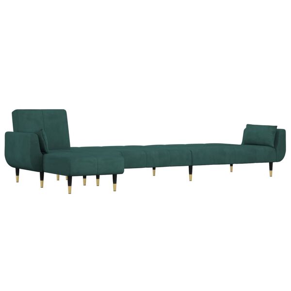 vidaXL Sof&aacute; cama en forma de L terciopelo verde oscuro 275x140x70 cm