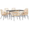 vidaXL Juego de comedor de jard&iacute;n 7 pzas rat&aacute;n PE marr&oacute;n