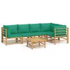 vidaXL Set de muebles de jard&iacute;n 6 piezas bamb&uacute; con cojines verde