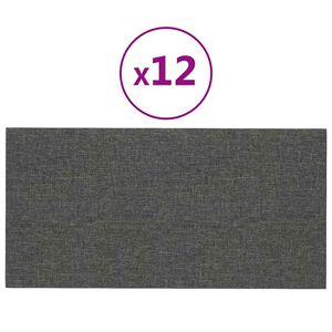 vidaXL Paneles de pared 12 uds tela gris oscuro 30x15 cm 0,54 m²