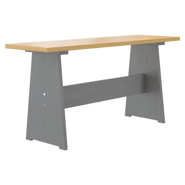 vidaXL Mesa de comedor con banco REINE madera maciza pino marr&oacute;n gris