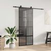 vidaXL Puerta corredera con herrajes negro 90x205 cm vidrio templado