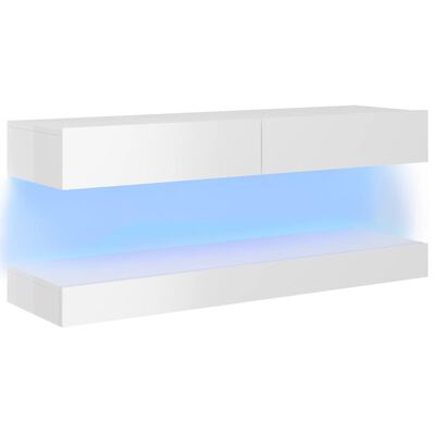 vidaXL Mueble de TV con luces LED blanco brillante 120x35 cm