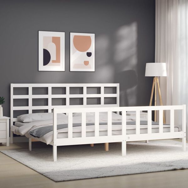 vidaXL Estructura de cama sin colch&oacute;n madera maciza blanca 200x200 cm
