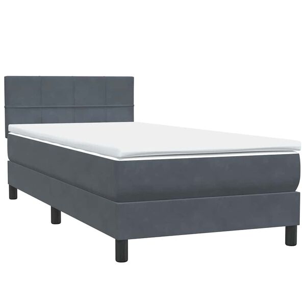 vidaXL Cama box spring con colch&oacute;n terciopelo gris oscuro 80x210 cm