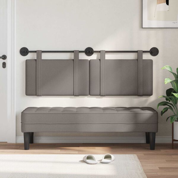 vidaXL Cabecera Colgante Liso Taup&eacute; 130 x 55 x 5 cm tela