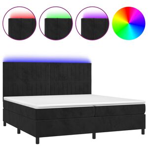 vidaXL Cama box spring colch&oacute;n y LED terciopelo negro 200x200 cm