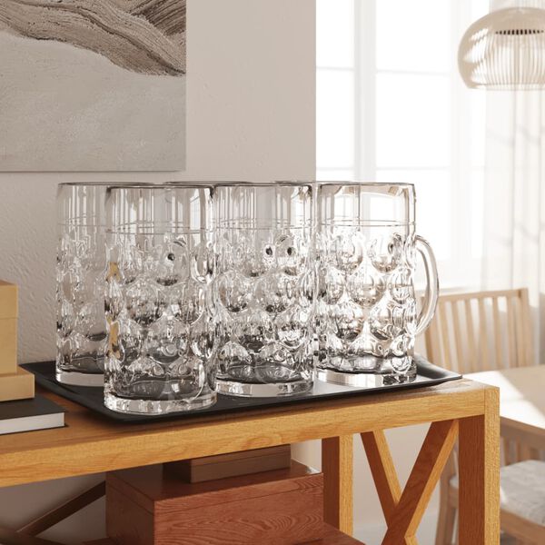 vidaXL Jarras de cerveza con asa 6 unidades 1000 ml