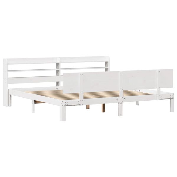 vidaXL Estructura de cama con cabecero sin colch&oacute;n blanco 180x200 cm