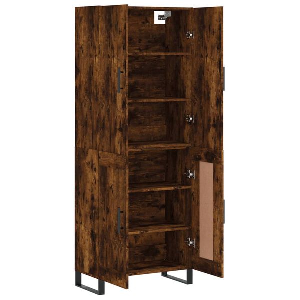 vidaXL Aparador alto madera contrachapada roble ahumado 69,5x34x180 cm