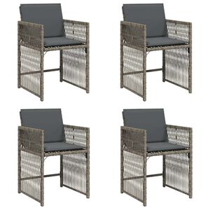 vidaXL Sillones de jard&iacute;n con cojines 4 uds rat&aacute;n sint&eacute;tico gris