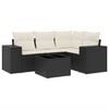 vidaXL Set de muebles de jard&iacute;n 5 pzas y cojines rat&aacute;n sint&eacute;tico negro