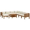 vidaXL Set de muebles de jard&iacute;n 9 pzas con coj&iacute;n crema acacia maciza