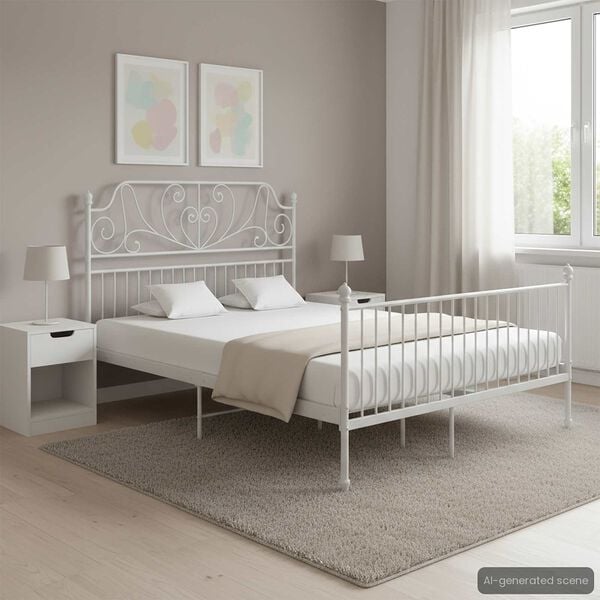 vidaXL Estructura cama con cabecero sin colch&oacute;n metal blanco 140x200cm