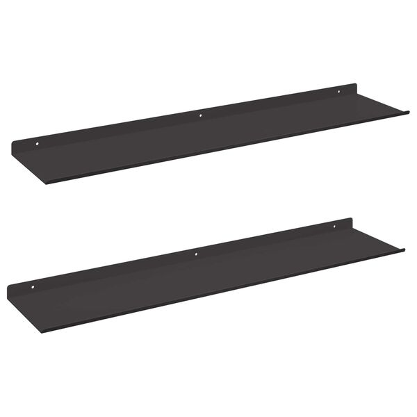vidaXL Estante flotante 2 pcs Negro 80 x 18 x 2,5 cm Acero